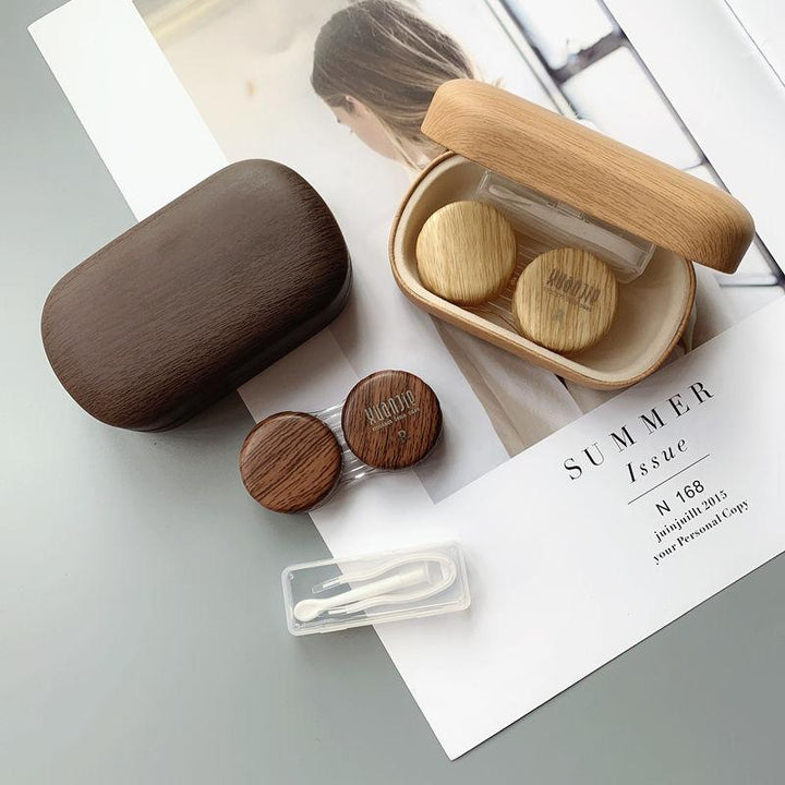 Retro Wood Grain Contact Lens Case