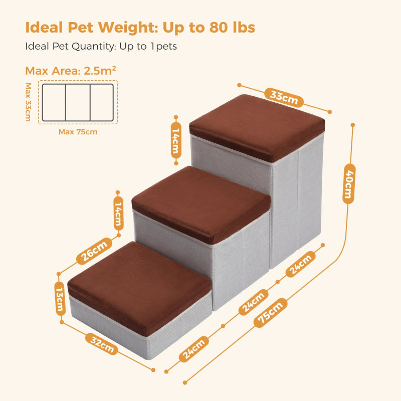 Foldable 2 in 1 Pet Steps & Storage Ladder for Dogs and Puppies