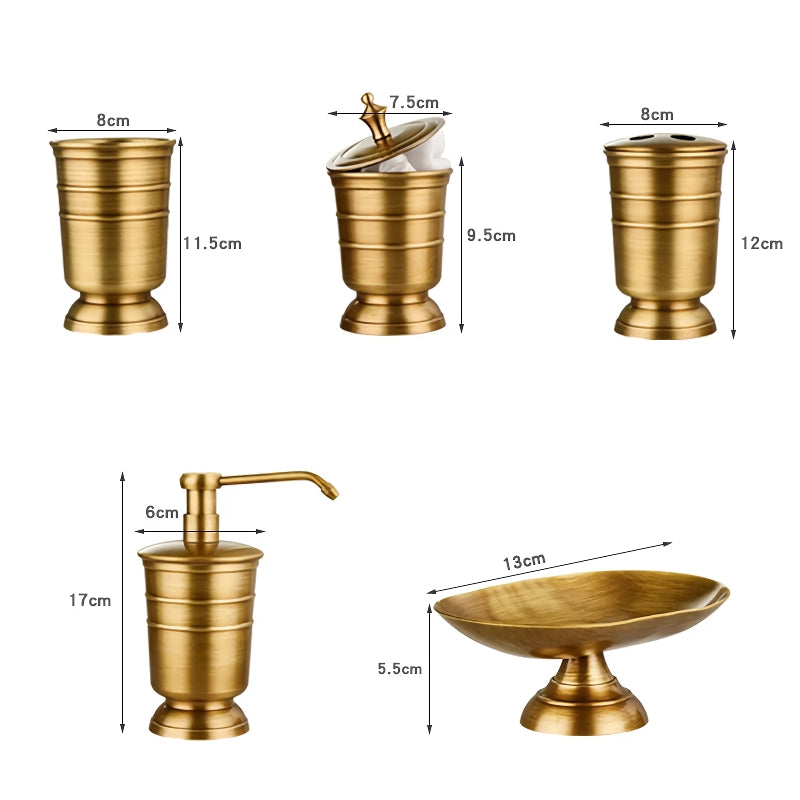 Golden Retro Brushed Brass Bathroom Set