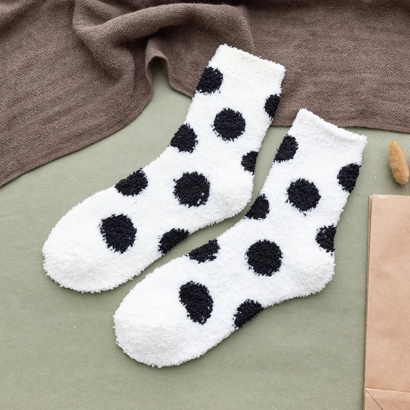 Cute Candy Color Soft Fluffy Dot Socks for Women