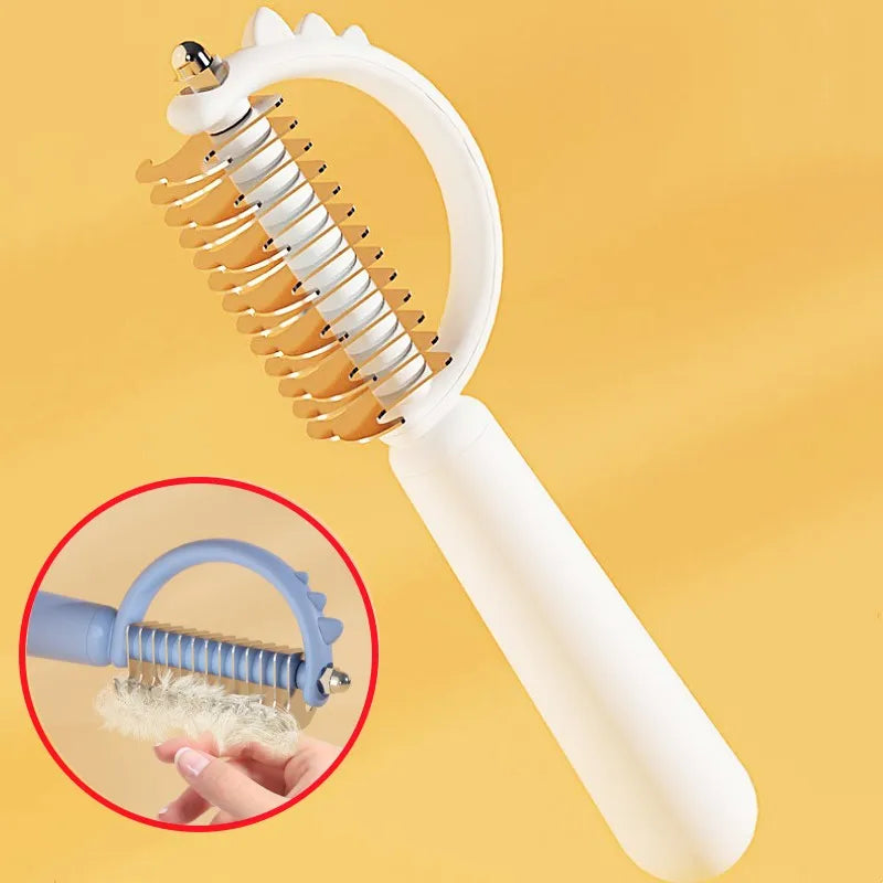 Double-Sided Stainless Steel Dog Comb Knife for Grooming and Knot Removal