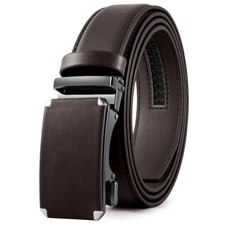 Men's Fashion Veneer Automatic Alloy Buckle Cowhide Belt