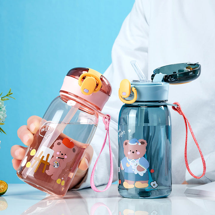 Kids' Cartoon Sippy Cup with Straw and Secure Lid