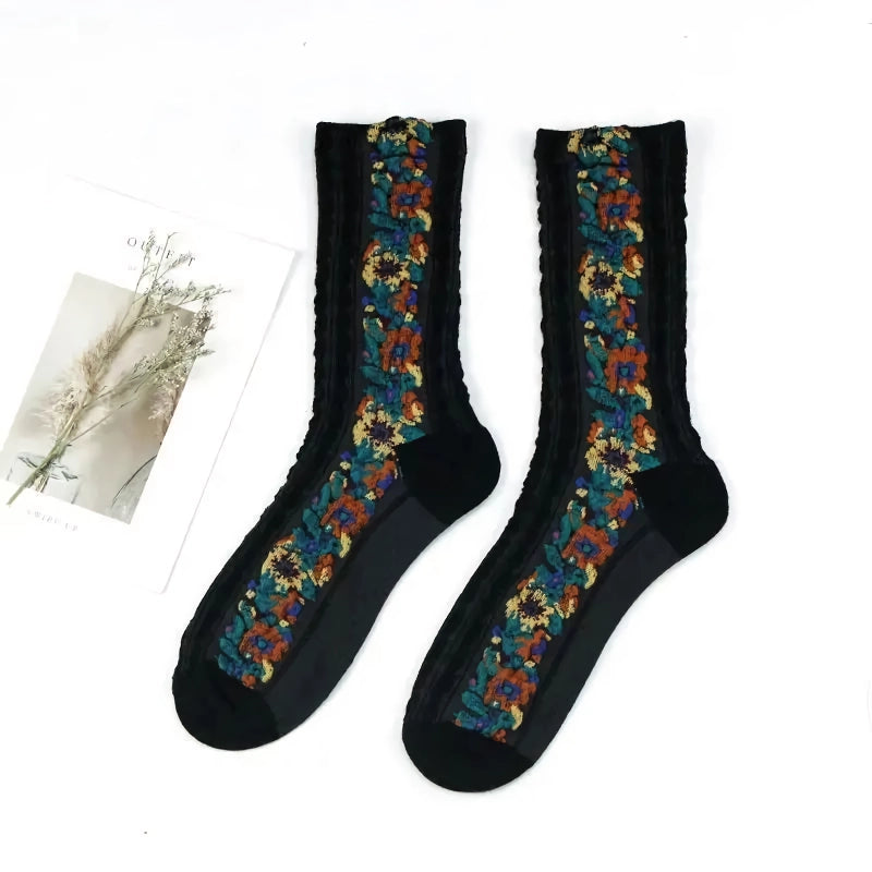 Funny Women’s Harajuku Flower Socks