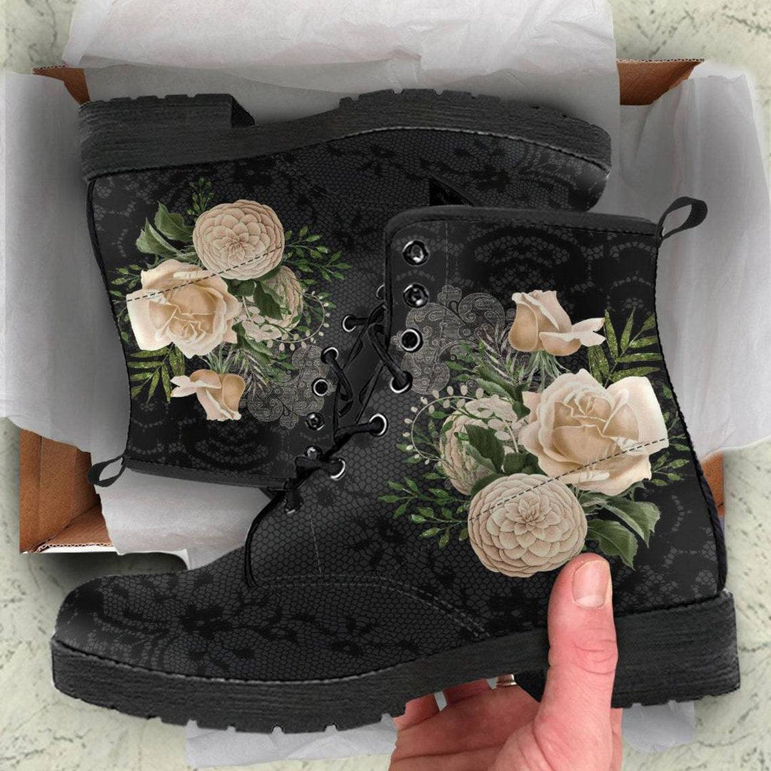 Women's Printed Cartoon Lace-up High-top Leather Boots