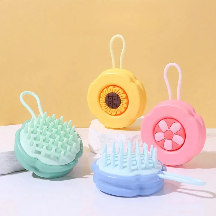 Flower Pattern Silicone Shampoo Brush for Scalp and Body Massage