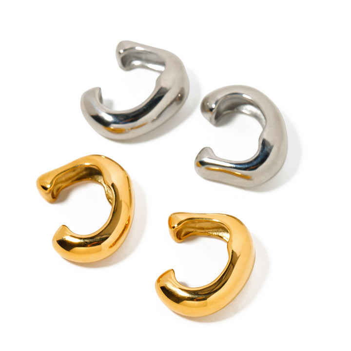 18K Gold Plated Stainless Steel Irregular Smooth Ear Clip