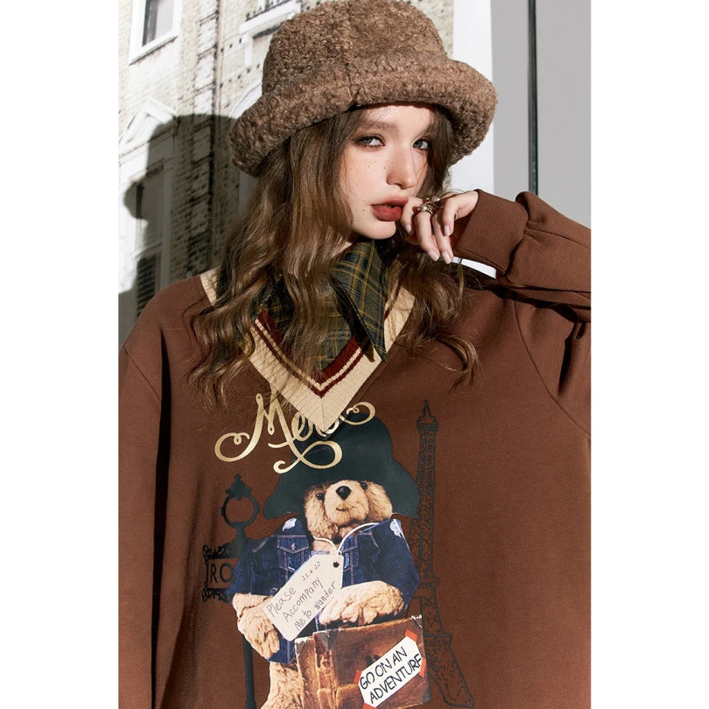 Graphic Kawaii Korean Fashion Spliced Hoodies for Women