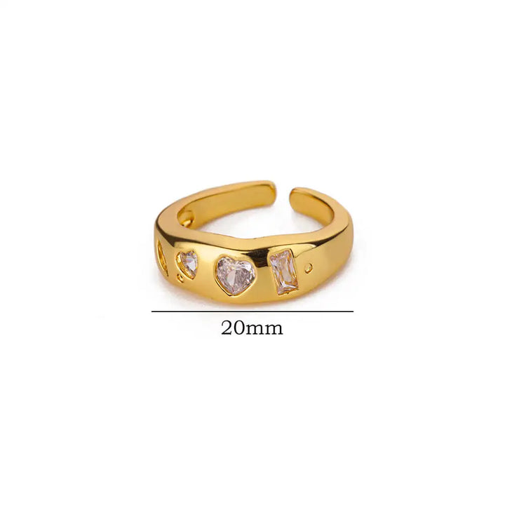 Gold Cubic Zirconia Heart Wedding Band