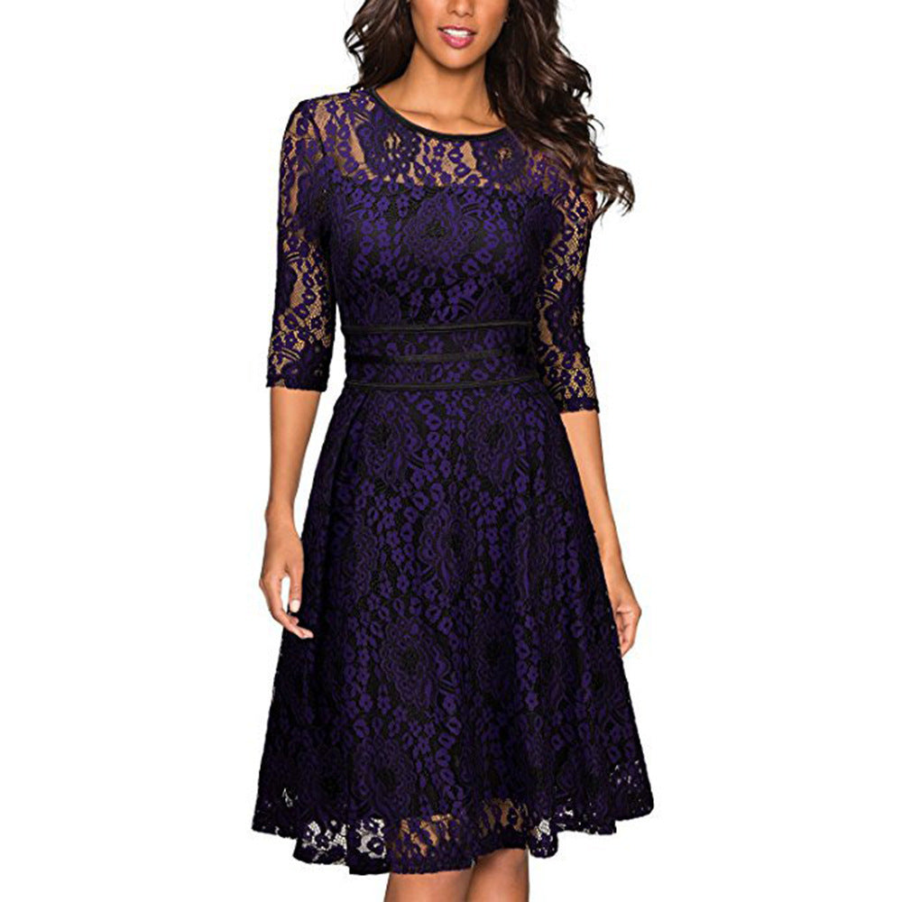 Women's Stitching Lace Slim Dress