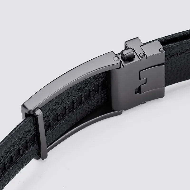 Luxury Designer Men's Leather Belt with Automatic Buckle – High-Quality Cowskin Strap