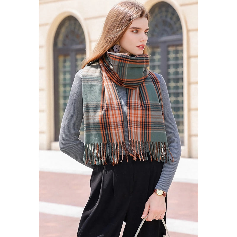 Imitation Cashmere Plaid Winter Scarf