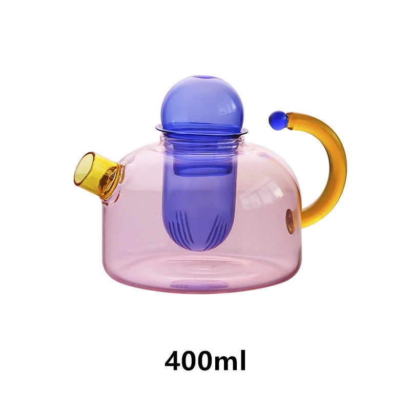 Colorful Glass Teapot and Teacup Set