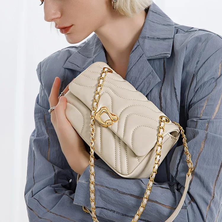 Mini Genuine Leather Chain Crossbody Bag