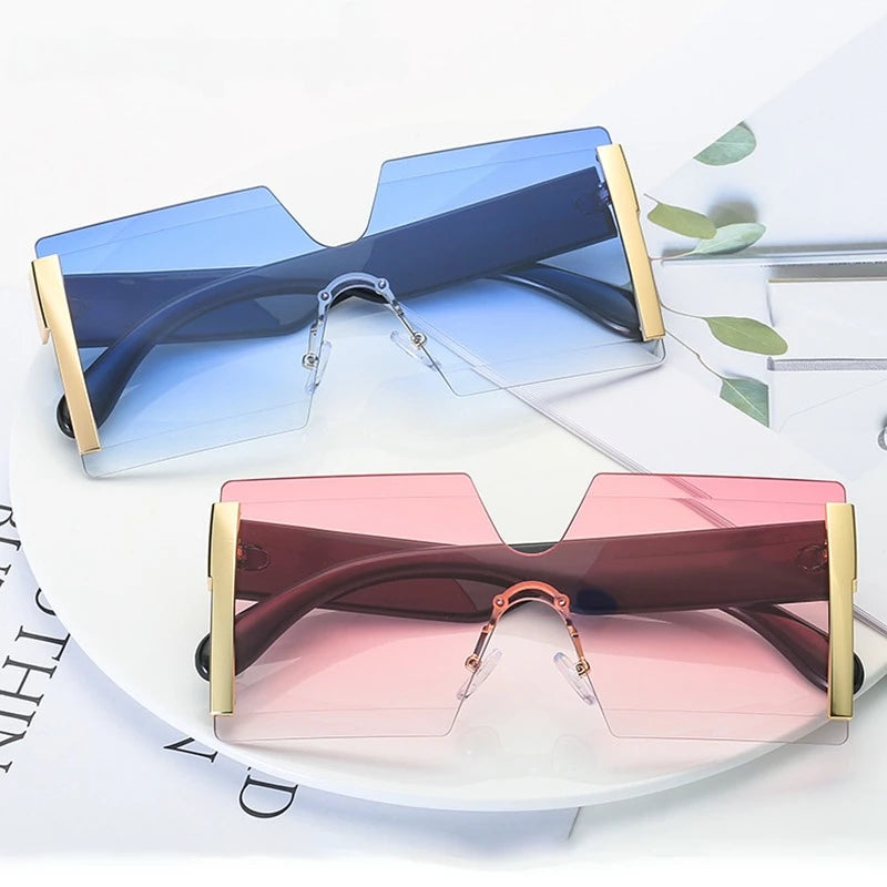 Luxury Rimless Gradient Square Sunglasses for Women