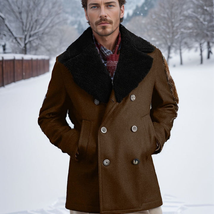 Men's woolen coat with double breasted cotton cashmere jacket