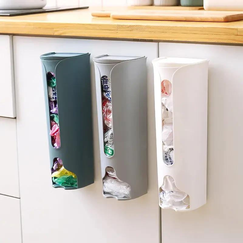 Wall-Mounted Kitchen Plastic Bag Organizer and Dispenser