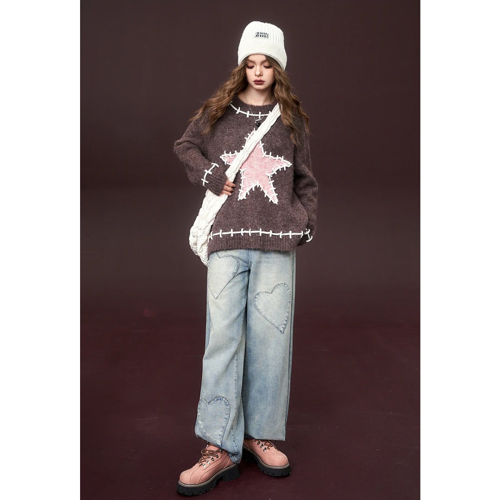 Kawaii Y2K Star Pullover Sweaters For Women