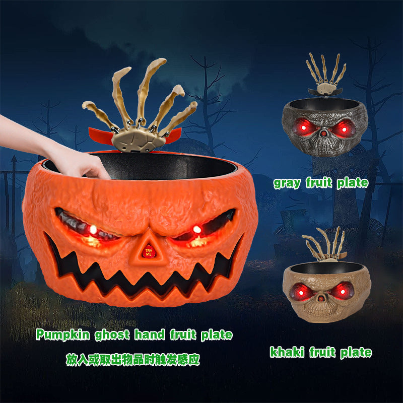 Halloween Electric Luminous Sound Ghost Pumpkin Fruit Plate