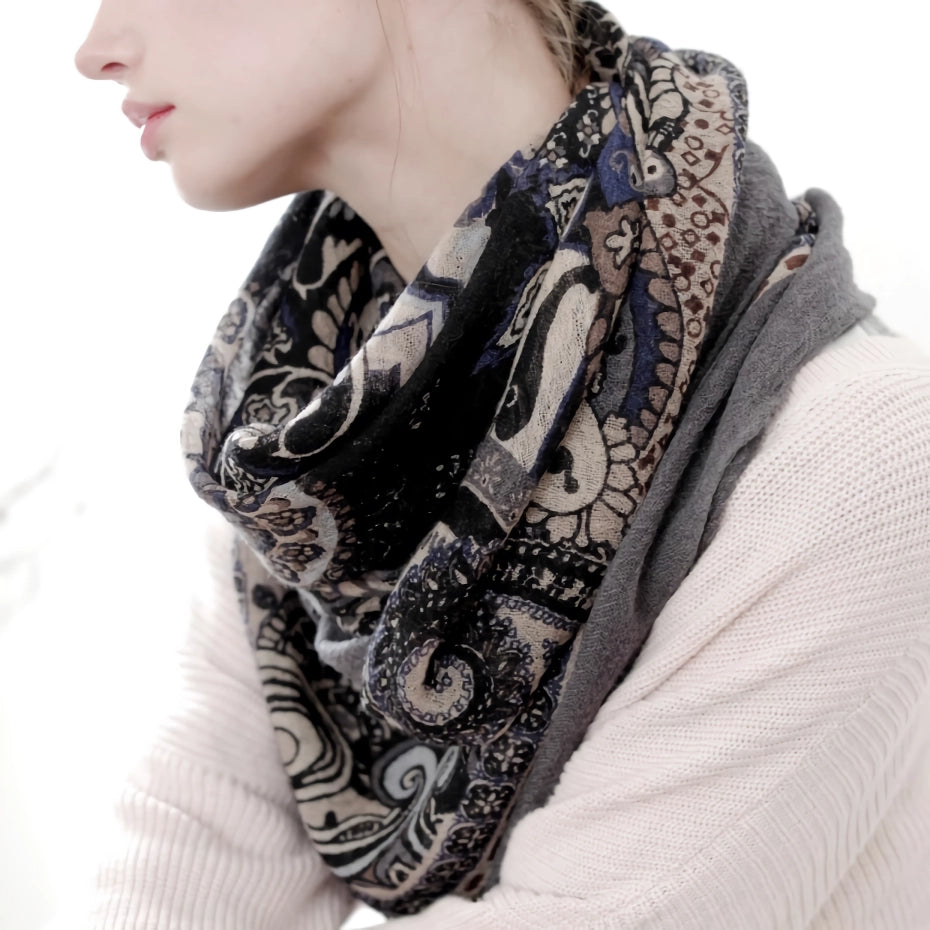 Fashion Women's Wool Square Scarf - Luxury Animal Print Pashmina Shawl & Poncho