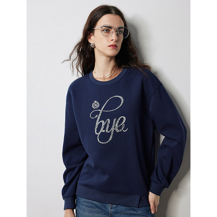 Autumn Embroidered Bead Letter Sweatshirt