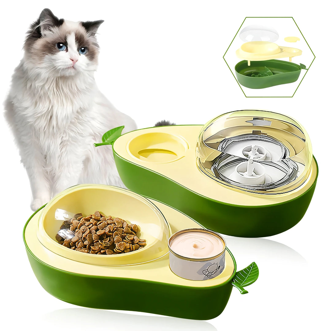 Automatic Raised Pet Feeder with Water Dispenser - Slow Feeder Bowl for Small Dogs & Cats