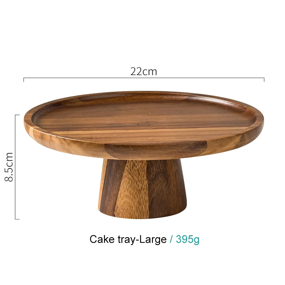 Creative Acacia Wood High-Foot Cake Plate and Dessert Display Stand