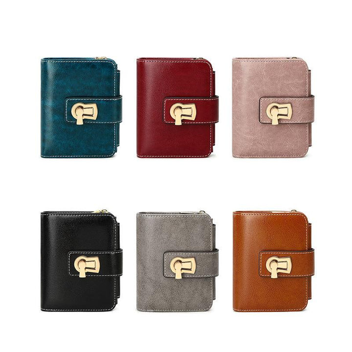 Retro PU Leather Multi-Functional Short Wallet with Twist Lock