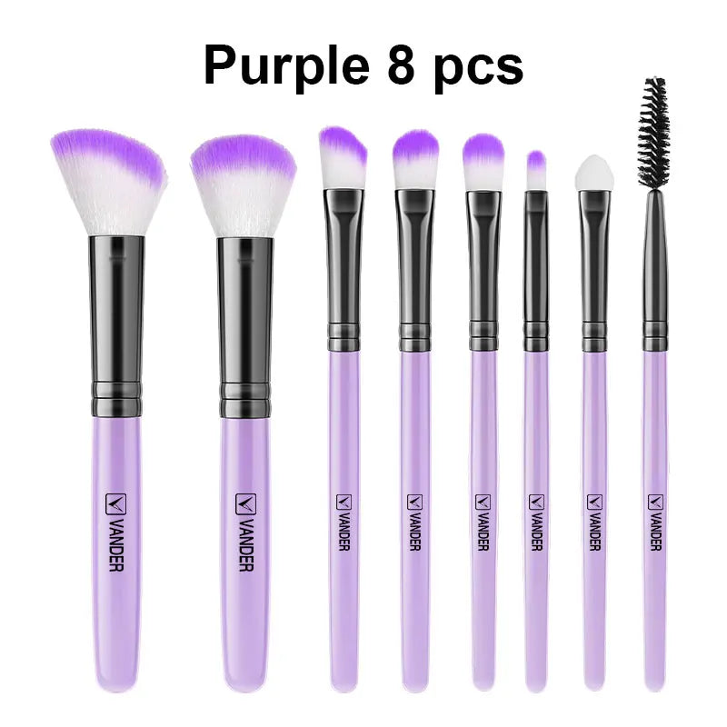 8Pcs Makeup Brush Set for Foundation, Powder, Blush & Eyeshadow - Face Beauty Tools