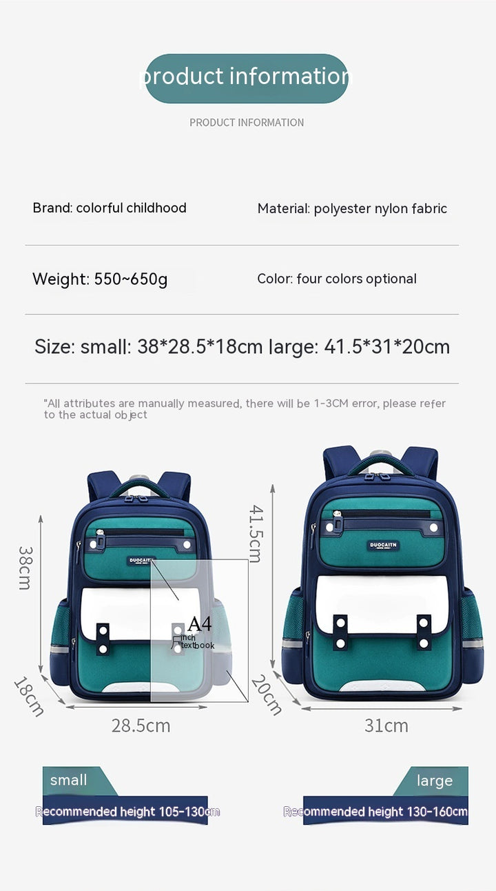 Schoolbag British Style Large Capacity Portable Burden Alleviation