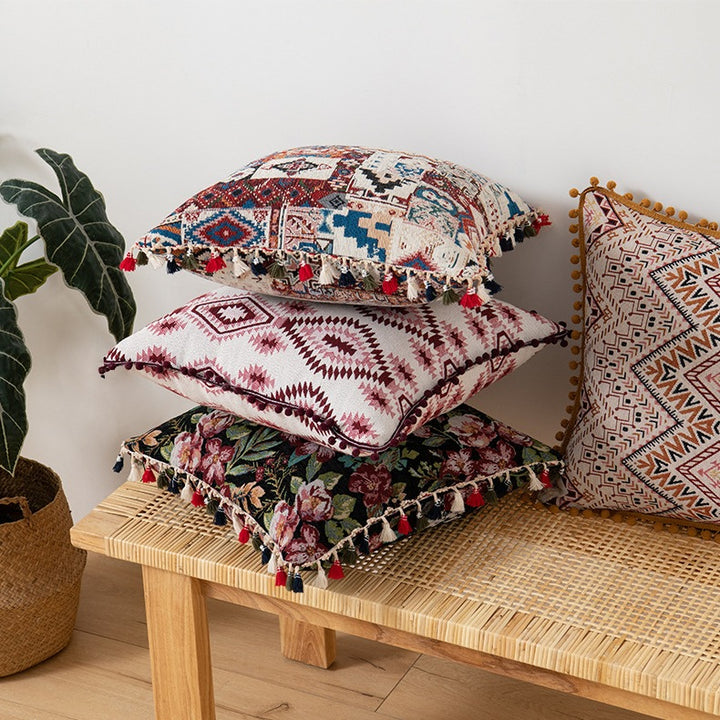 Moroccan Boho Tassel Cushion Covers for Sofa and Bed