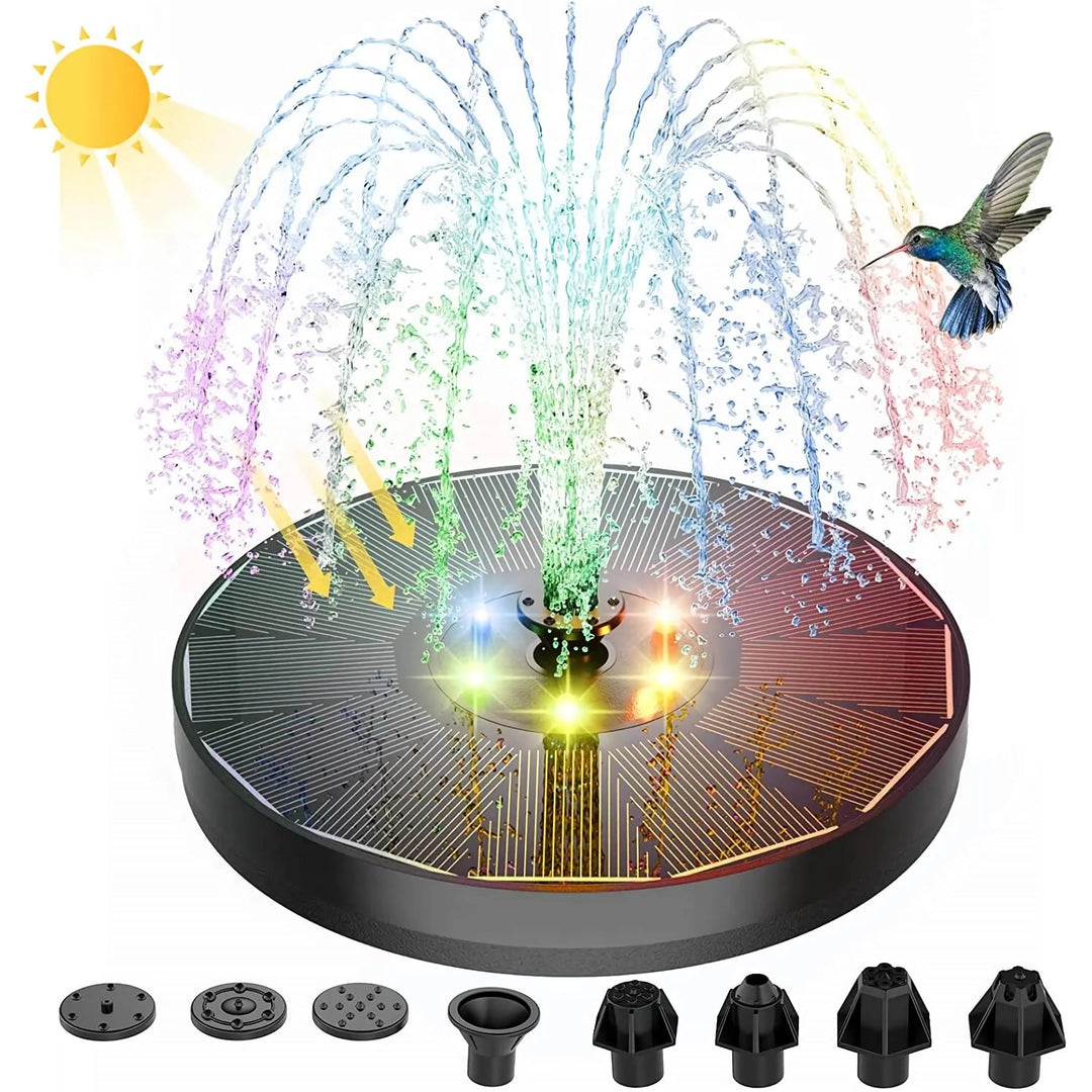 3W Solar Fountain with LED Lights & Multiple Nozzles