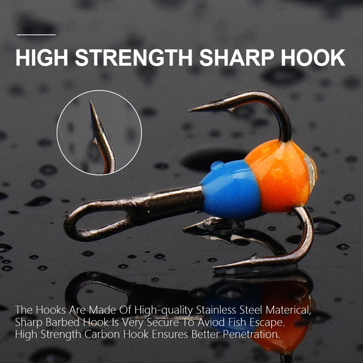 5pcs High Carbon Steel Three-Jaw Treble Ice Fishing Hooks