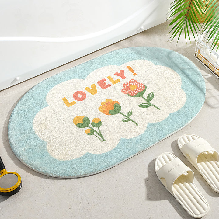 Soft Floral Non-Slip Absorbent Floor Mat for Home