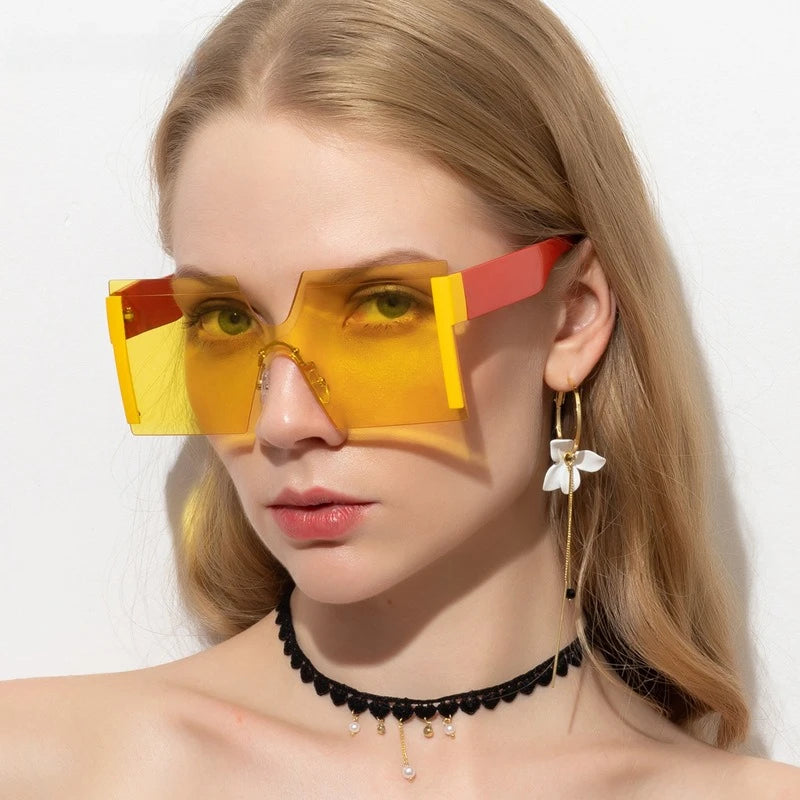 Luxury Rimless Gradient Square Sunglasses for Women