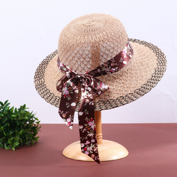 Elegant Floral Ribbon Sun Hat