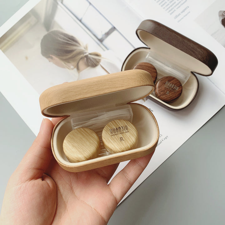 Retro Wood Grain Contact Lens Case