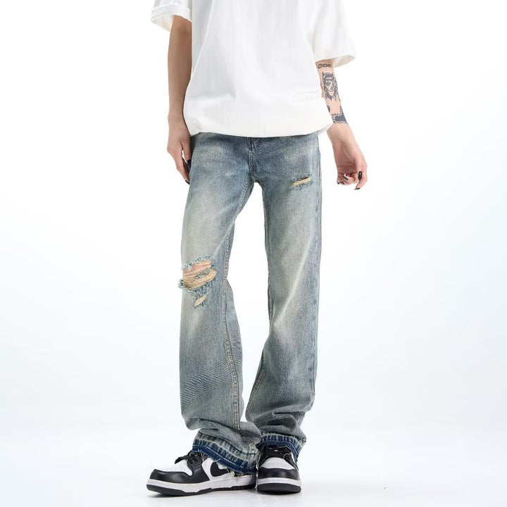 Loose Straight Ripped Jeans For Men