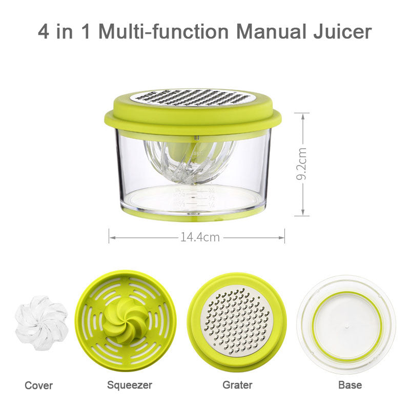 4-In-1 Manual Citrus Juicer with Built-in Measuring Cup and Egg Separator