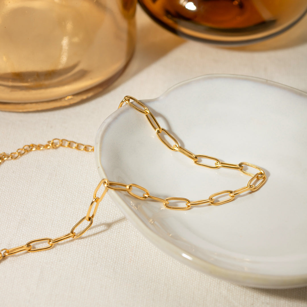 18K Gold Plated Stainless Steel Paper Clip Chain Anklet