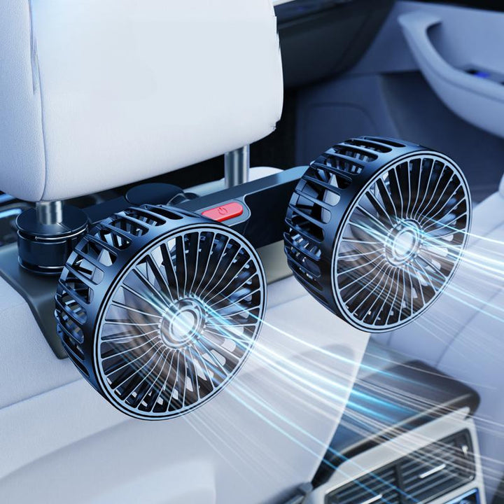 Adjustable Dual-Head Car Seat Cooling Fan with USB Power