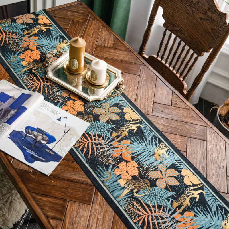 Tropical Elegance Polyester Table Runner for Home and Hotel Decor