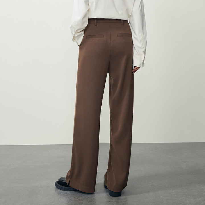 Autumn High-Waisted Casual Drape Trousers with Side Slits