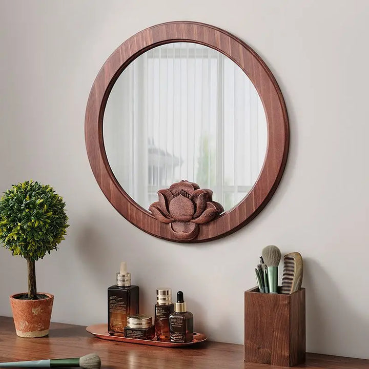 Retro Solid Wood Wall Mirror