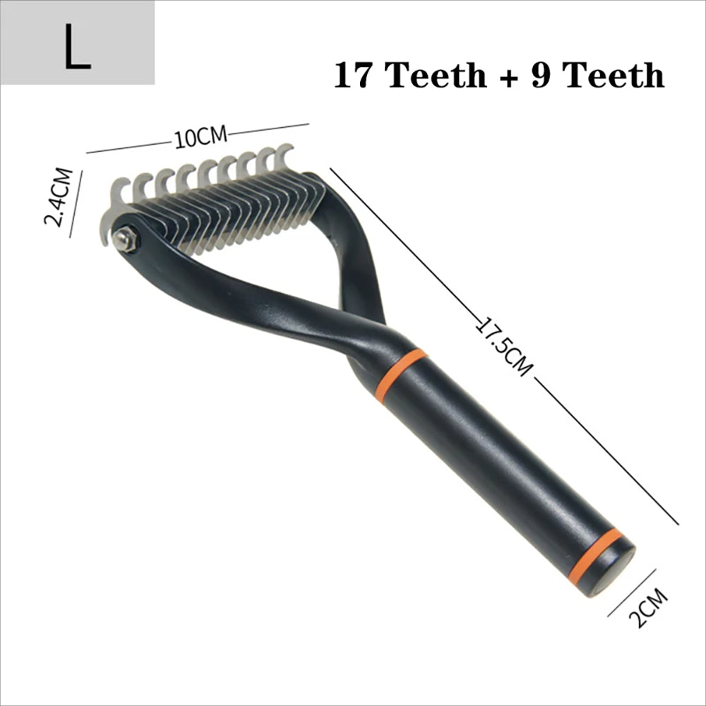 Double-Sided Pet Deshedding Brush for Cats and Dogs