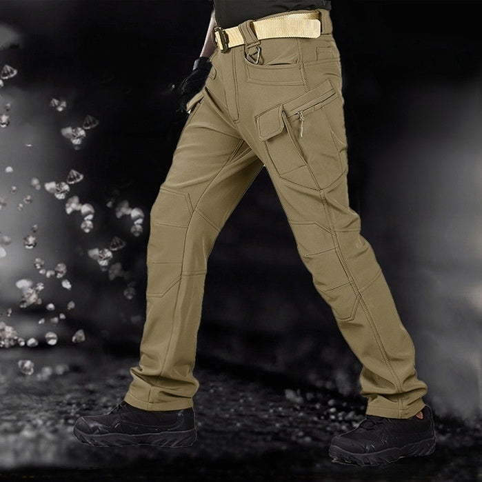 Outdoor Soft Shell Tactical Pants Men's Ski Multi-bag Fleece Wear-resistant