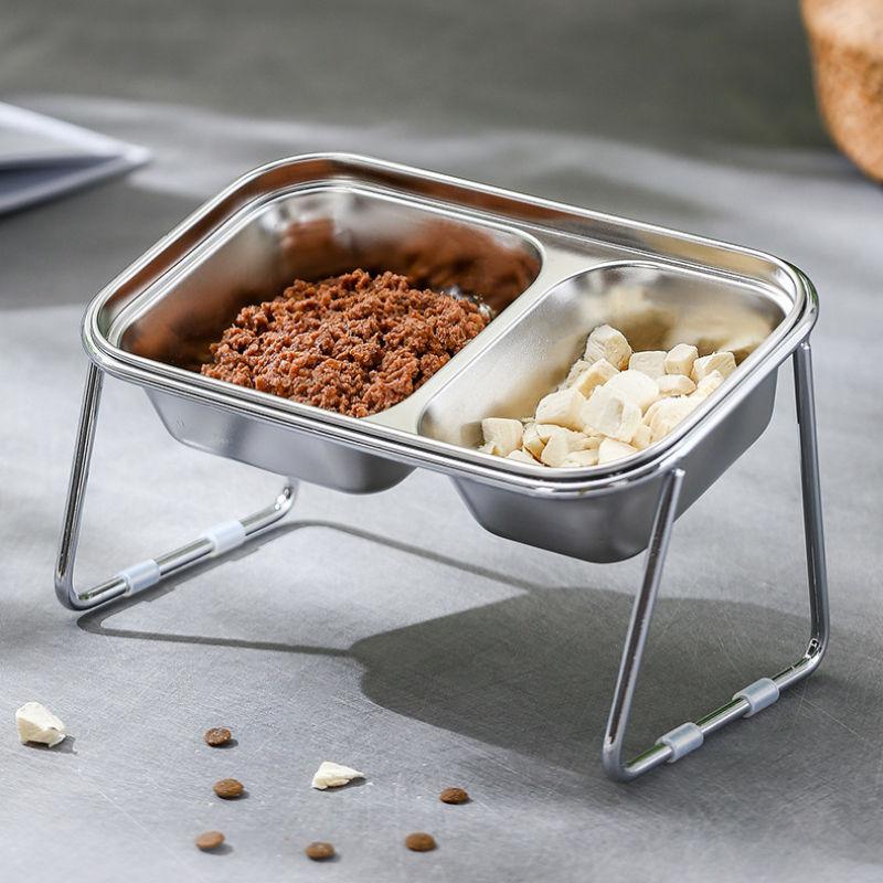 Stainless Steel Elevated Pet Food Bowl with Stand