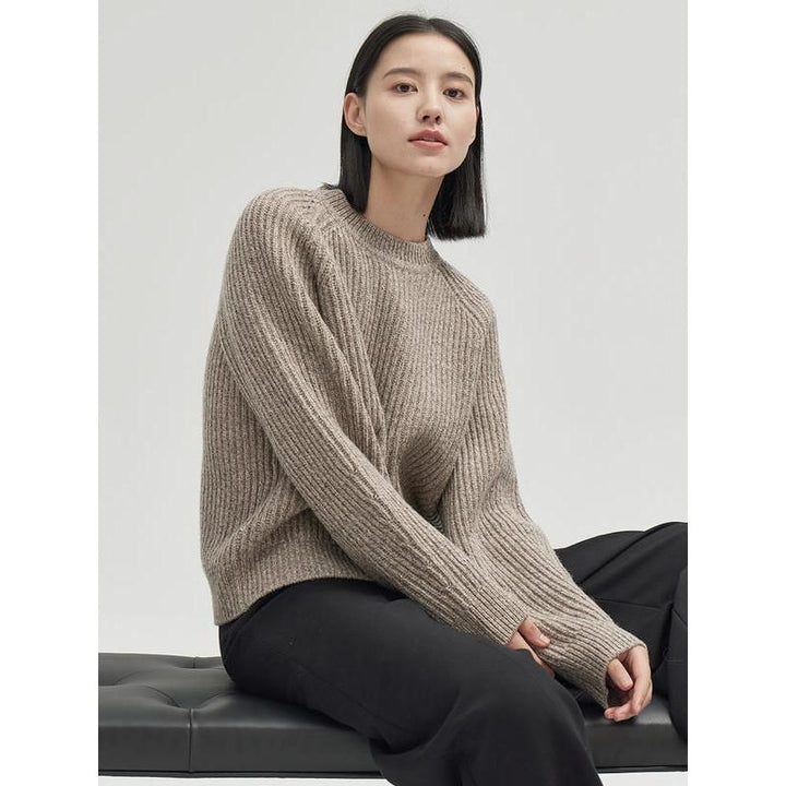 Melange Wool Warm Loose-Fit Pullover