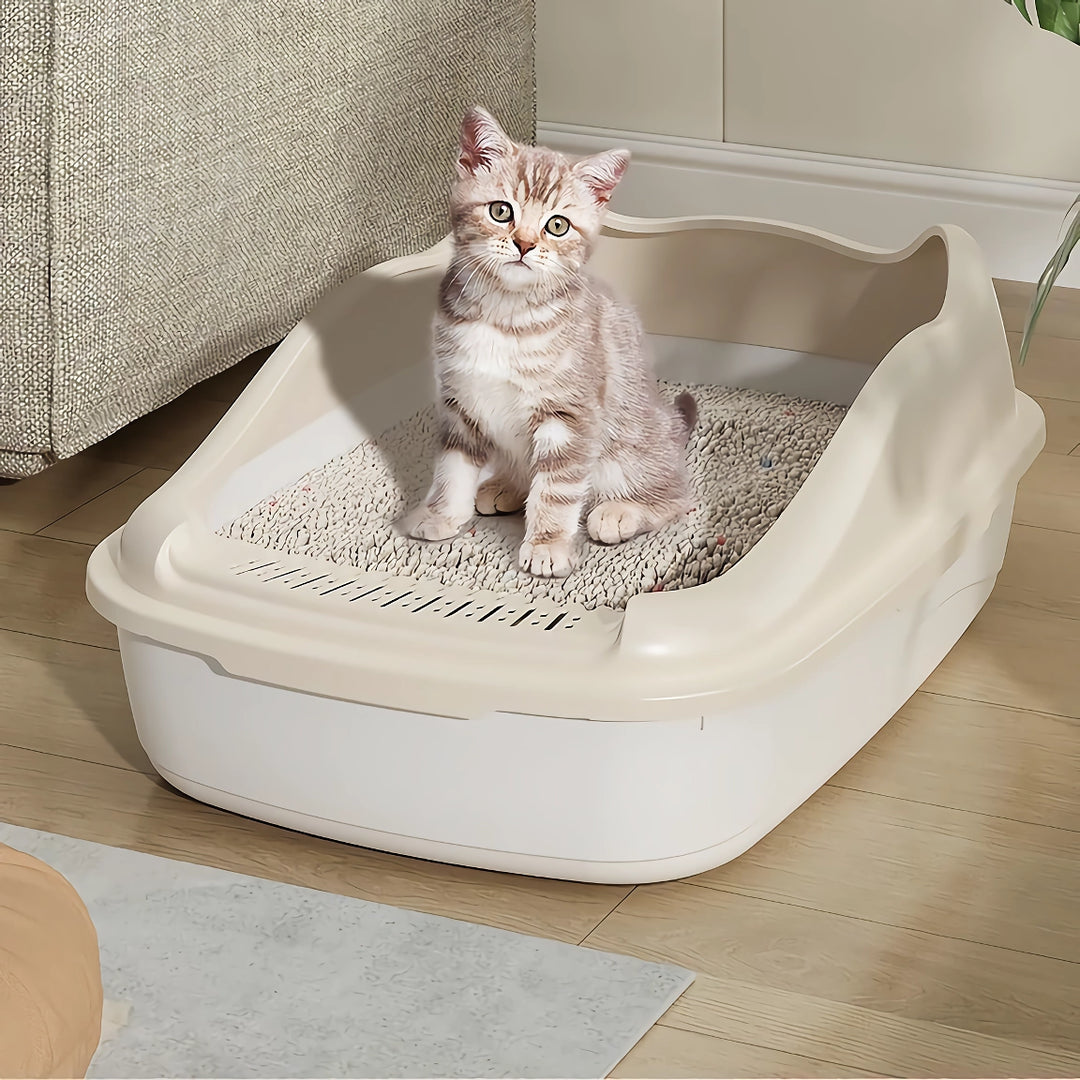 Semi-Closed Cat Litter Box with Scoop - Perfect for Small Cats & Dogs