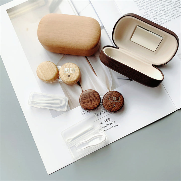 Retro Wood Grain Contact Lens Case